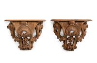 A Pair of French Carved Beechwood Brackets