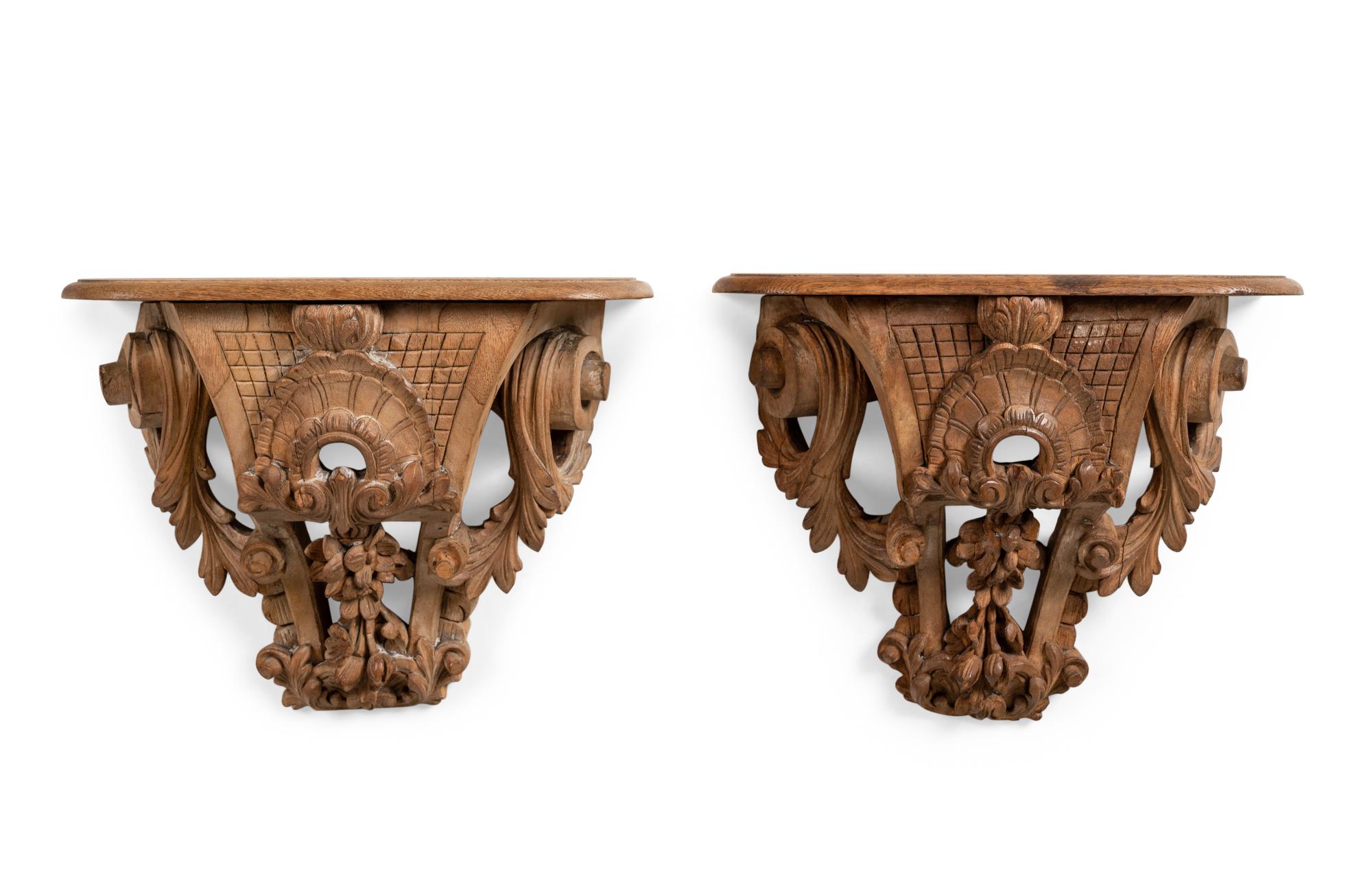 A Pair of French Carved Beechwood Brackets