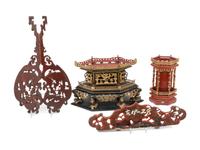 Four Chinese Gilt and Lacquered Wood Articles