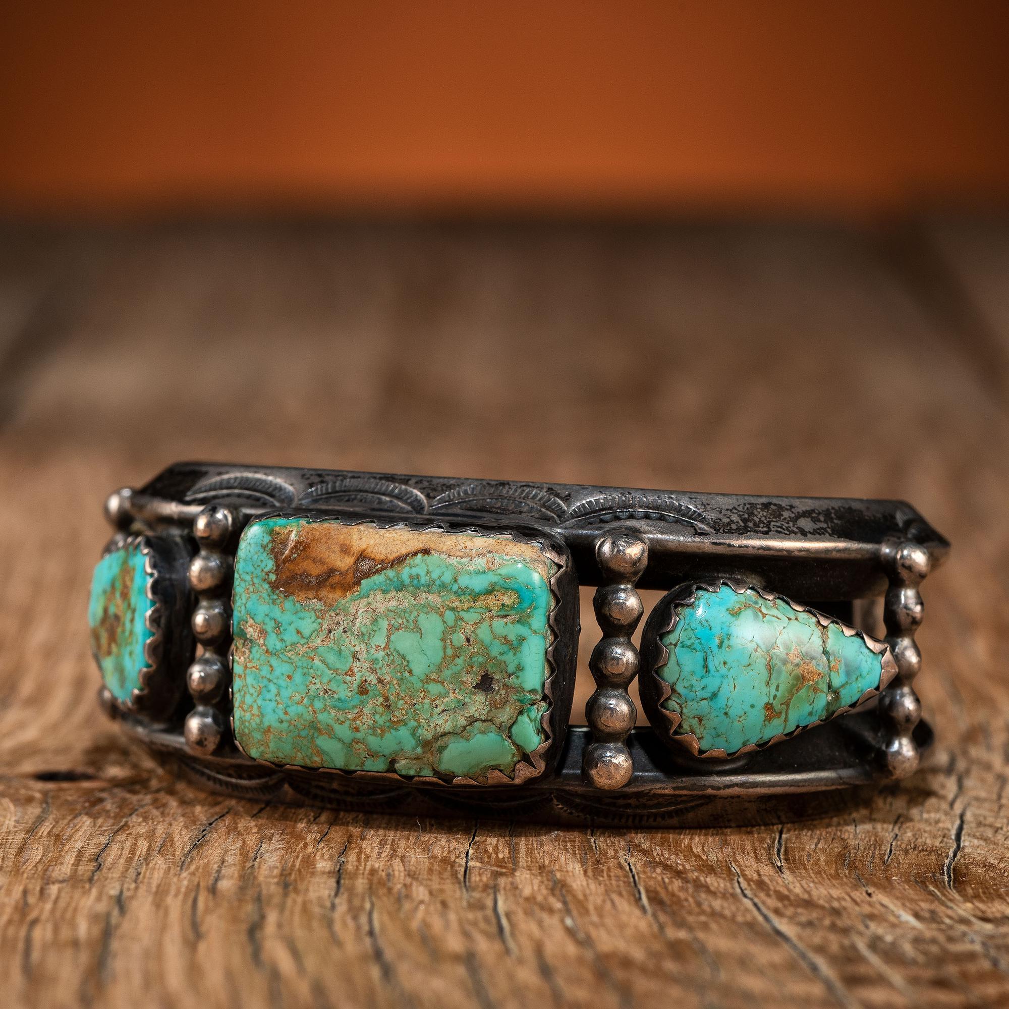 Navajo Silver and Turquoise Cuff Bracelet