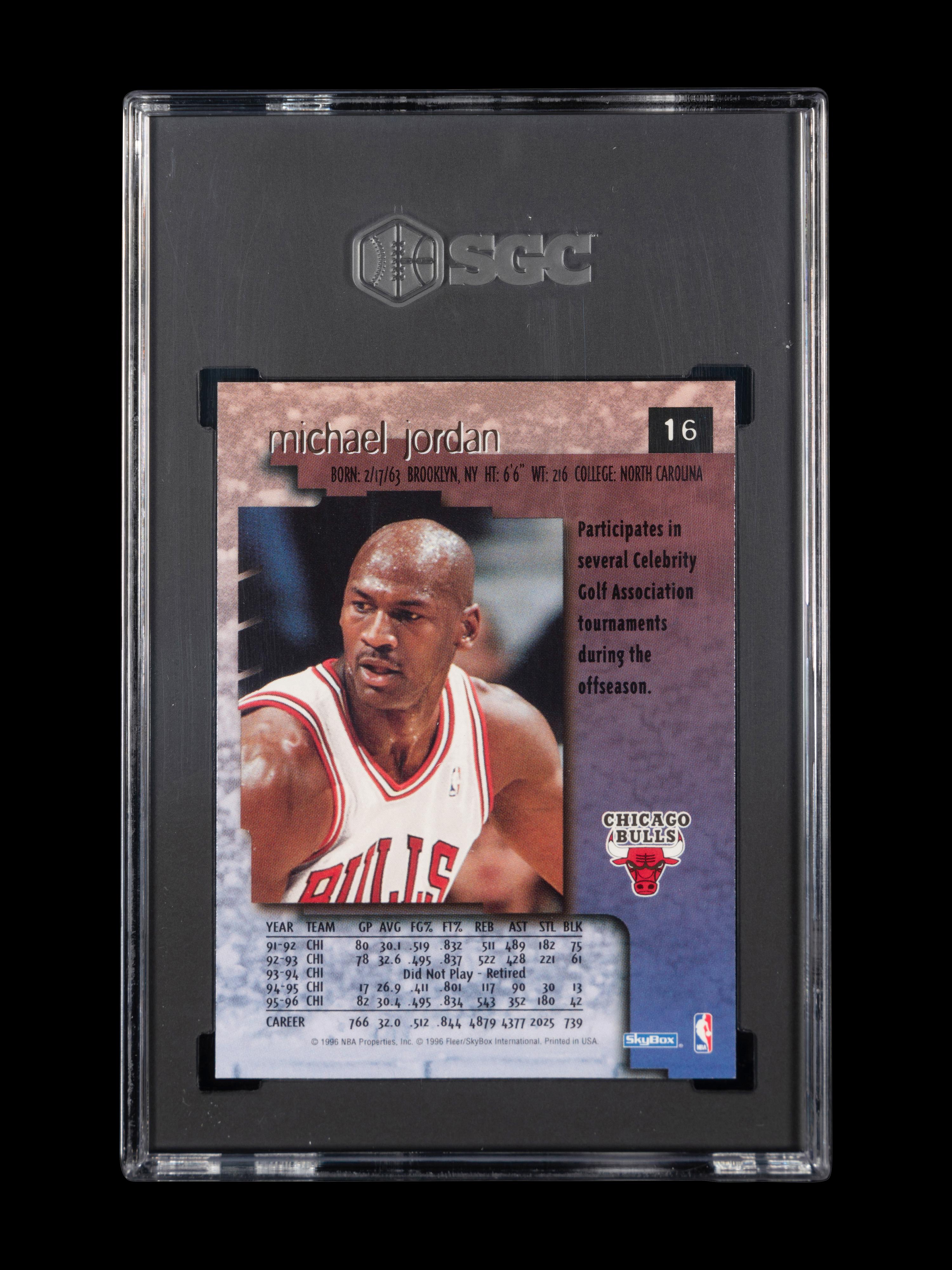 A 1996-97 Skybox Premium Michael Jordan Basketball Card No. 16 (SGC 10 GEM MINT)