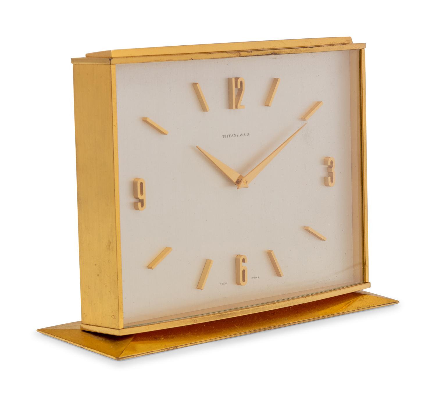 A Tiffany & Co. Brass Desk Clock