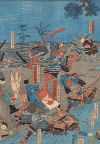 A Framed Grouping of Three Yoshimori Wood Block Prints 22 3/4 x 38 1/4 inches framed.
