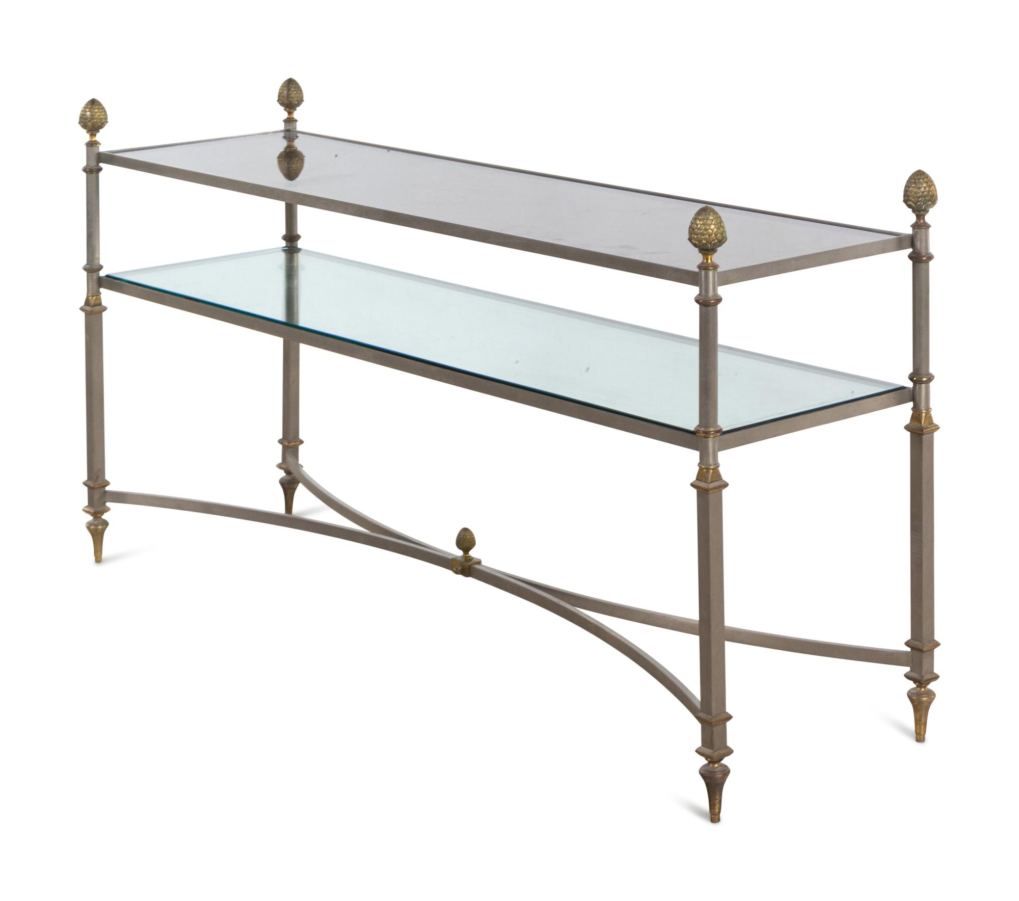 A Neoclassical Style Gilt Metal and Glass Console Table in the Style of Maison Jansen
