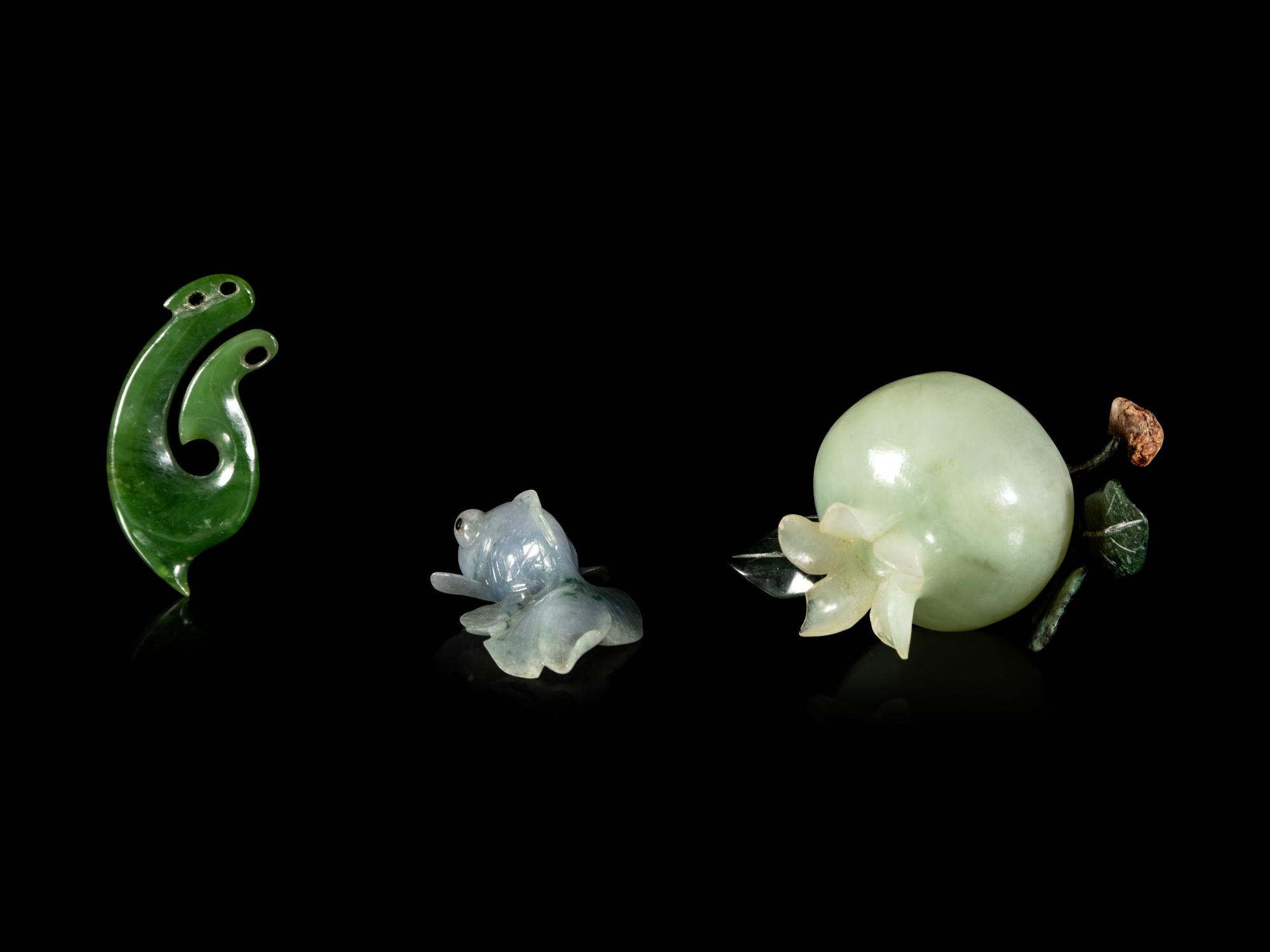 Three Chinese Carved Jade and Serpentine Articles