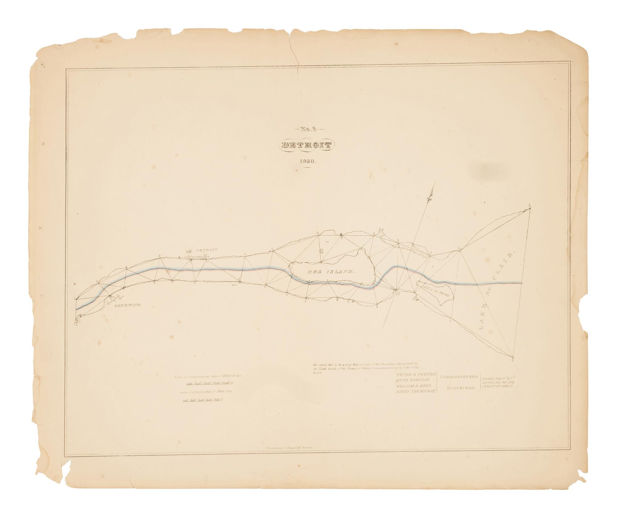 [U.S. DEPT. OF STATE] – Letter from the Secretary of State, Transmitting, pursuant to a resolution of the House of Representatives, of the nineteenth ultimo, a Copy of the Maps and Report of the Commissioners under the Treaty of Ghent, for Ascertaining the Northern and Northwestern Boundary between the United States and Great Britain. Washington, D.C.: Gales & Seaton, 18 March 1828.