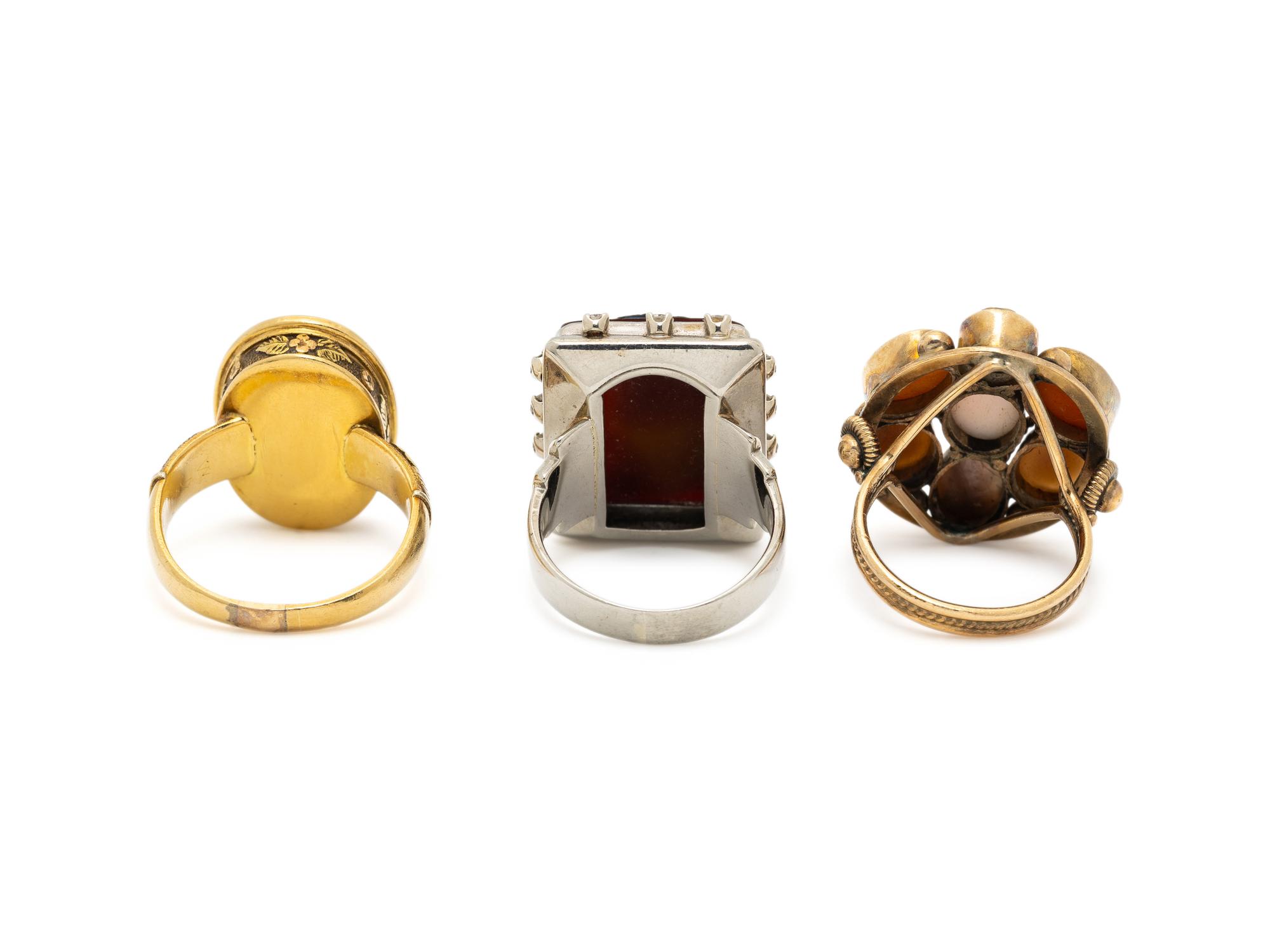 COLLECTION OF CAMEO RINGS