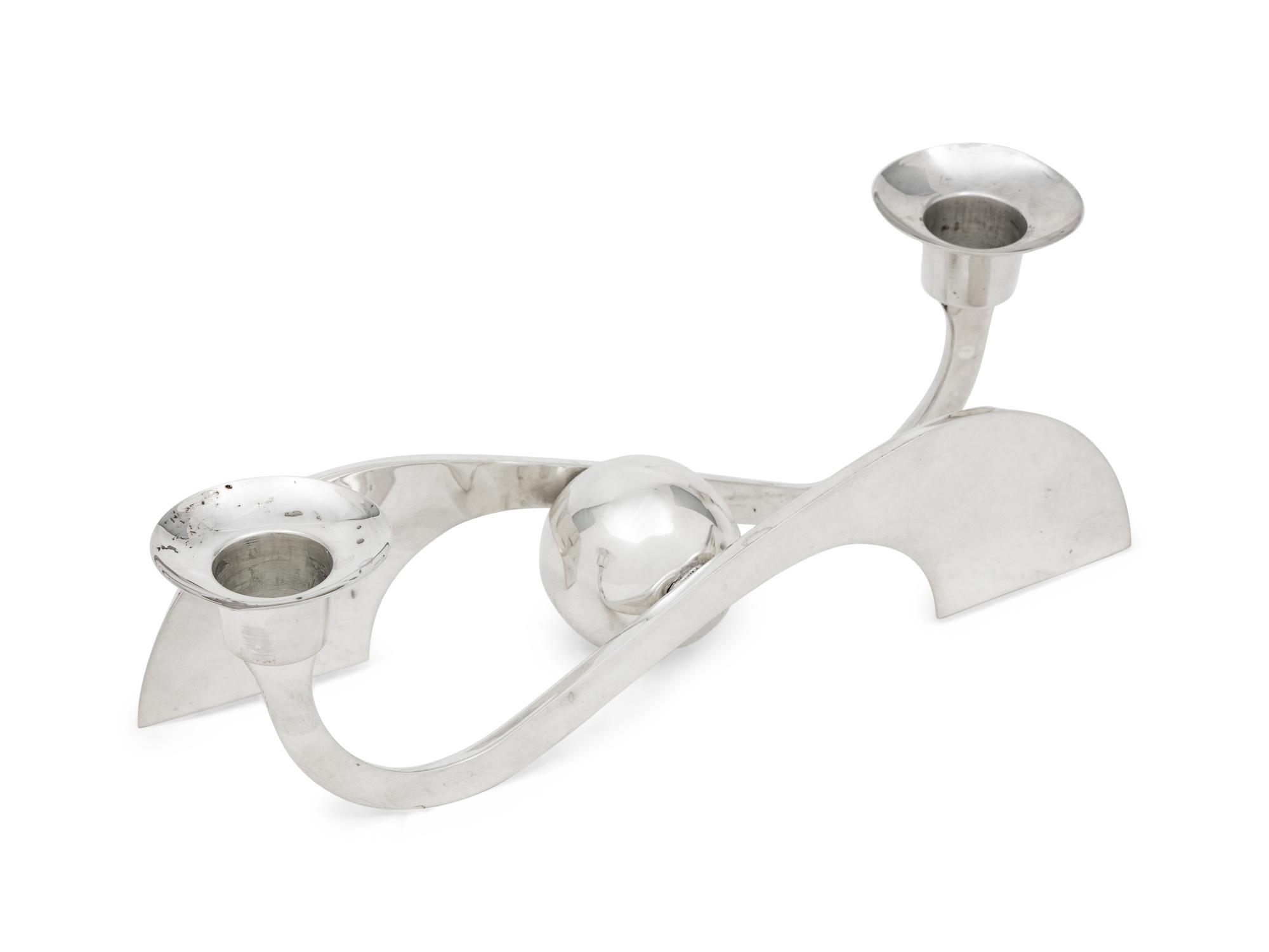 A Mexican Silver Two-Light Candelabra