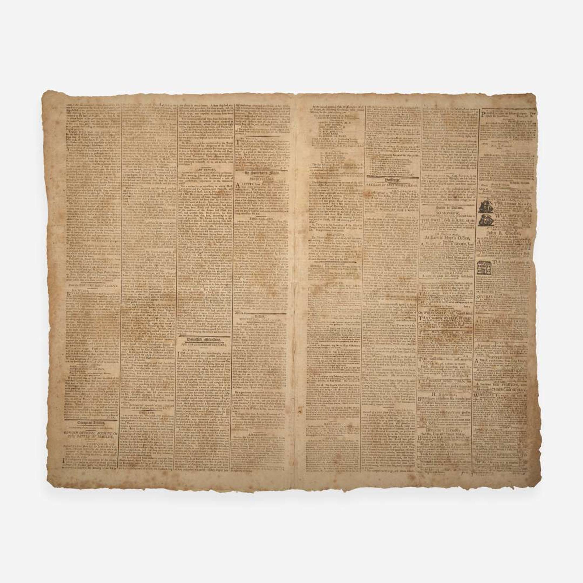 [Americana] [Genet, Edmond-Charles] Group of 3 Issues of the Columbian Centinel