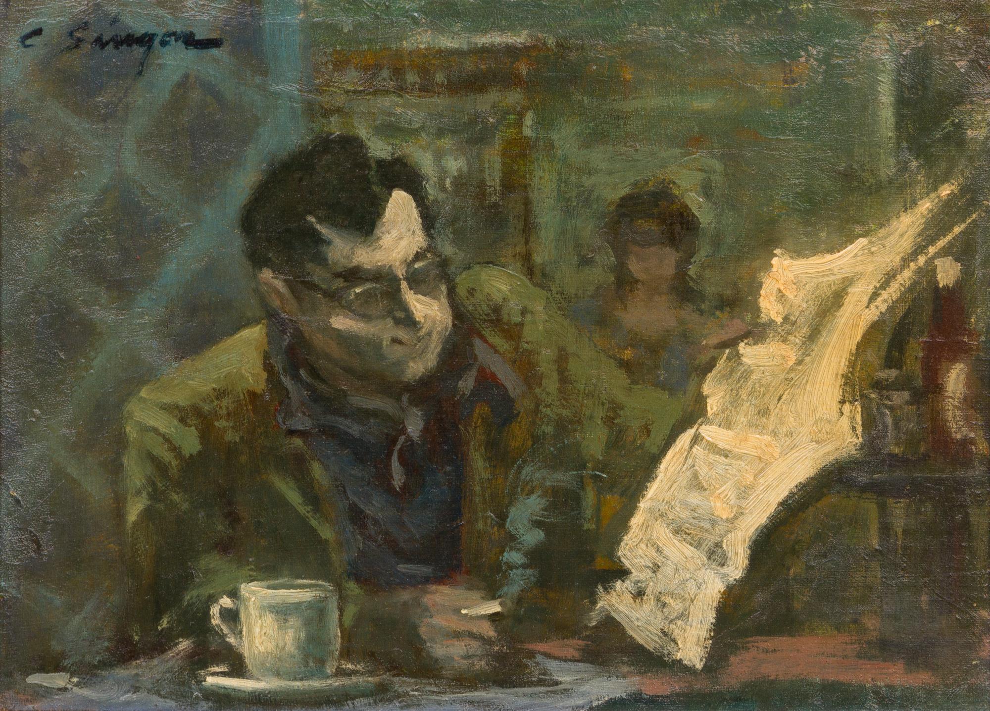 Clyde Singer, (American, 1908-1998), Cafeteria Reader, 1963
