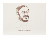 (MUSICIANS) Pavarotti, typed note card signed. Together with Artur Rubenstin, signed promotional booklet.
