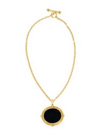 ELIZABETH LOCKE, MICROMOSAIC, ONYX, AND YELLOW GOLD PENDANT NECKLACE