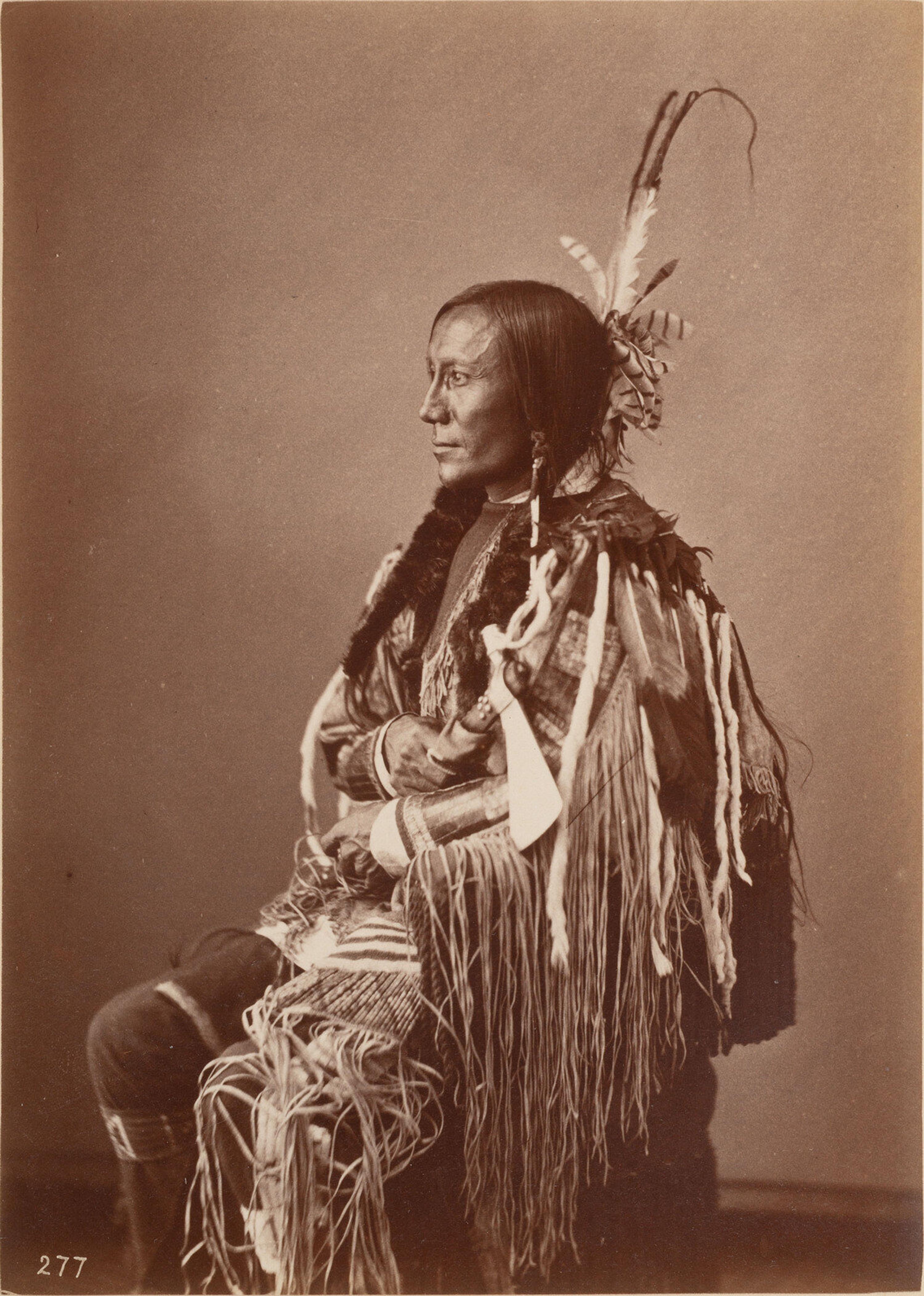 [Gardner, Alexander (1821-1882), photographer]. Albumen photograph of Bull's Ghost, Lower Yanktonai. [Washington, D.C., 1872].