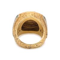 BICOLOR GOLD, US $2.50 LIBERTY COIN, DIAMOND AND EMERALD RING