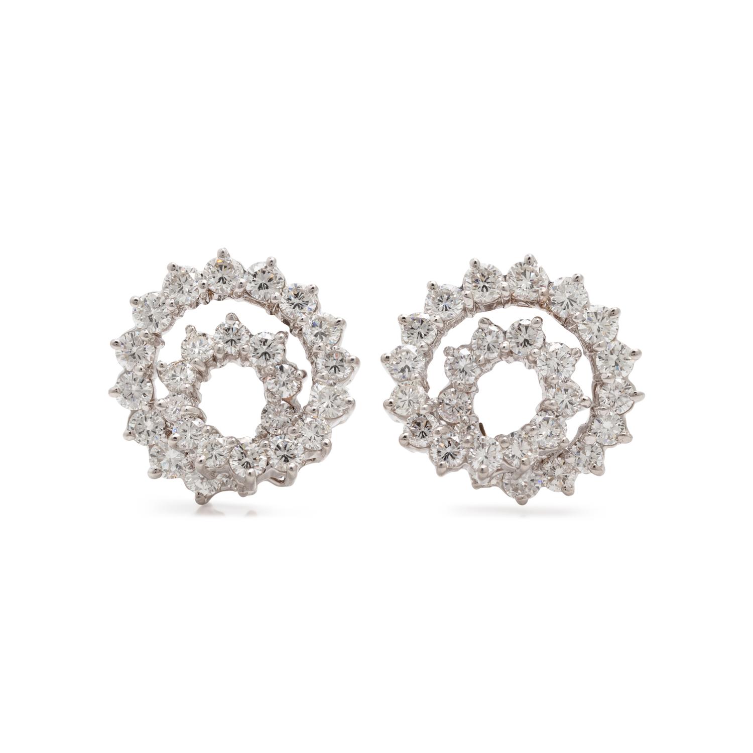Diamond and White Gold Spiral Earrings