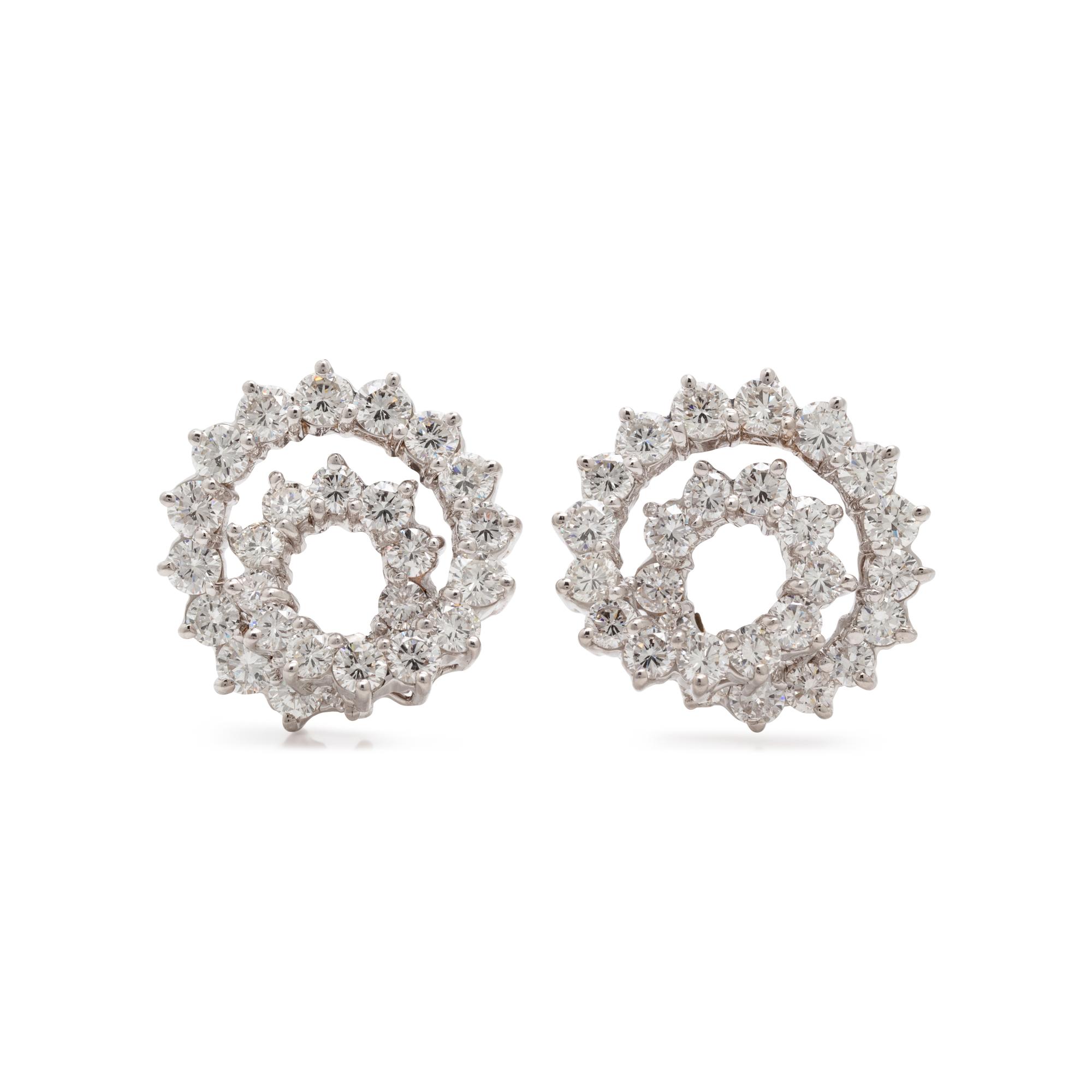 Diamond and White Gold Spiral Earrings
