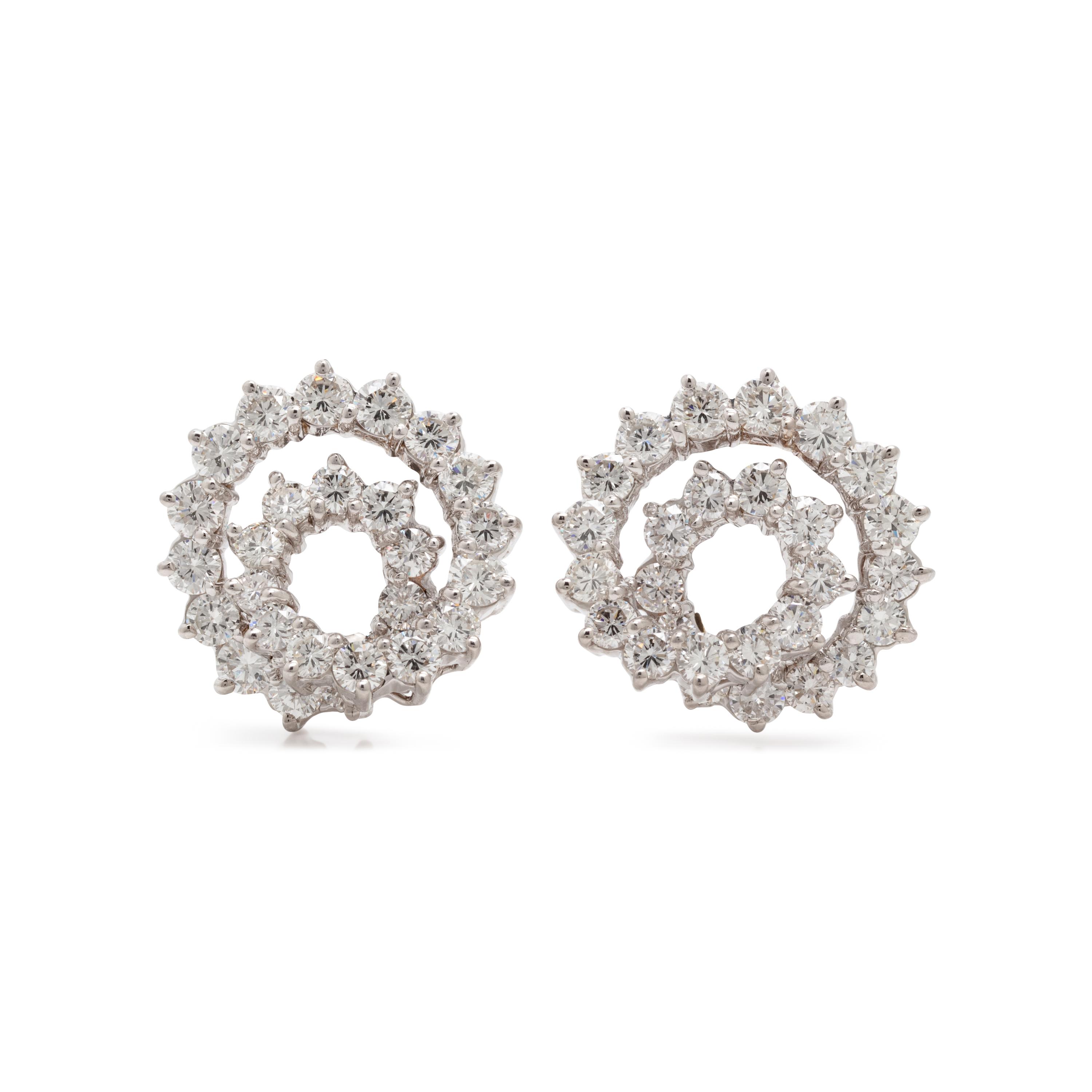 Diamond and White Gold Spiral Earrings