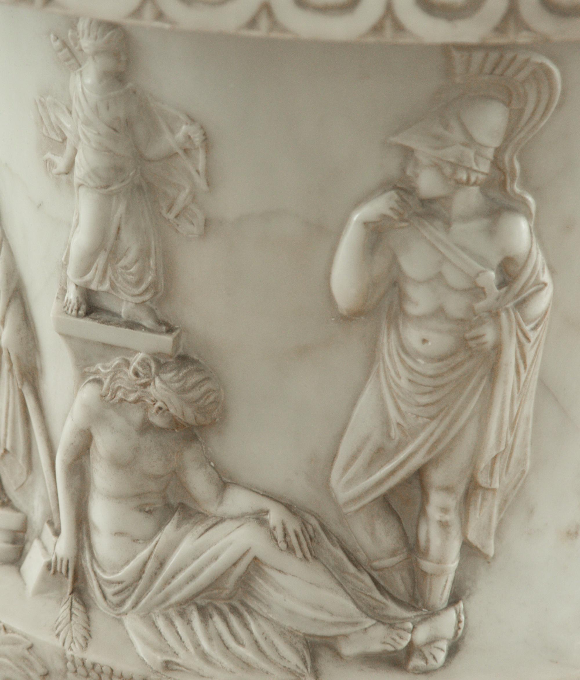 A Pair of Italian White Marble Models of the Medici Vase