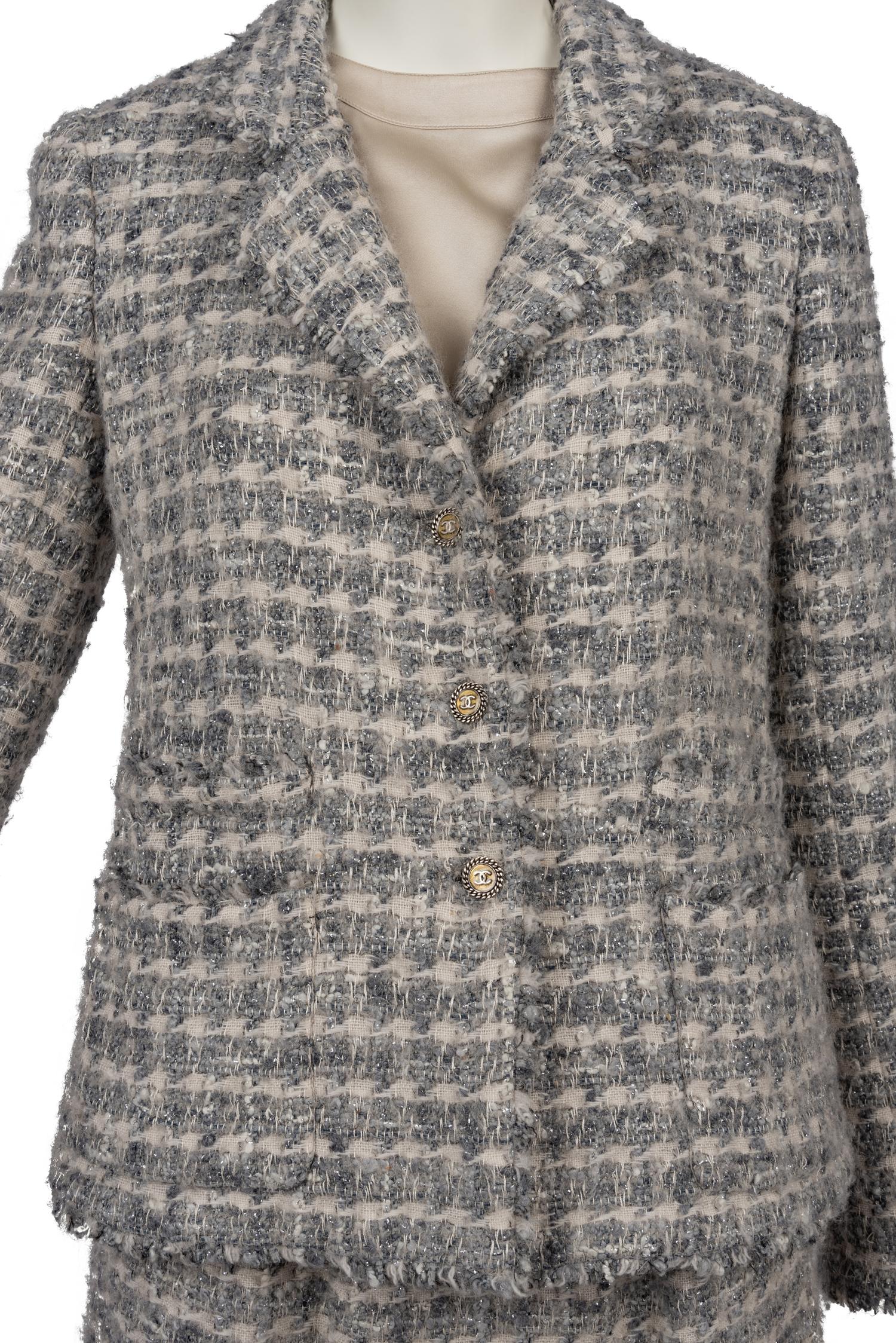 Chanel Silver Skirt Suit, 2010s