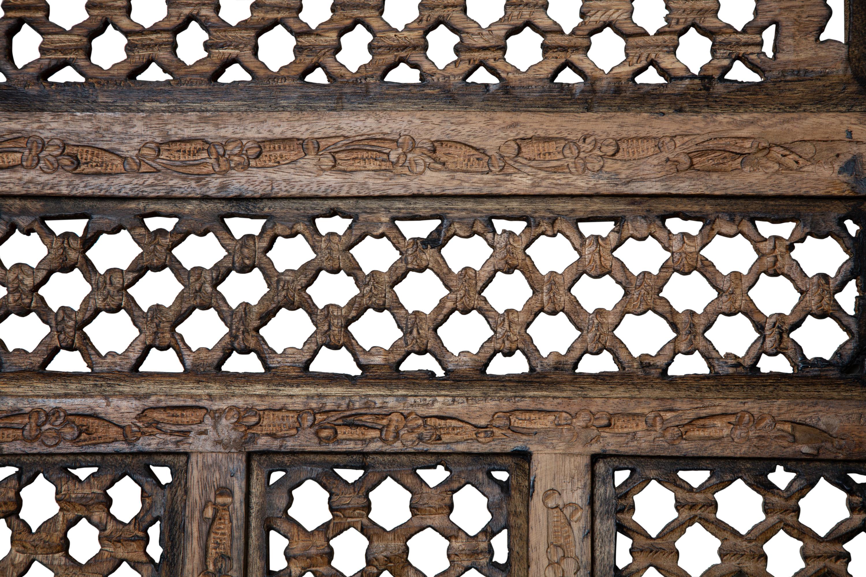 An Asian Four Panel Pierce-Cut Floor Screen — 20TH CENTURY