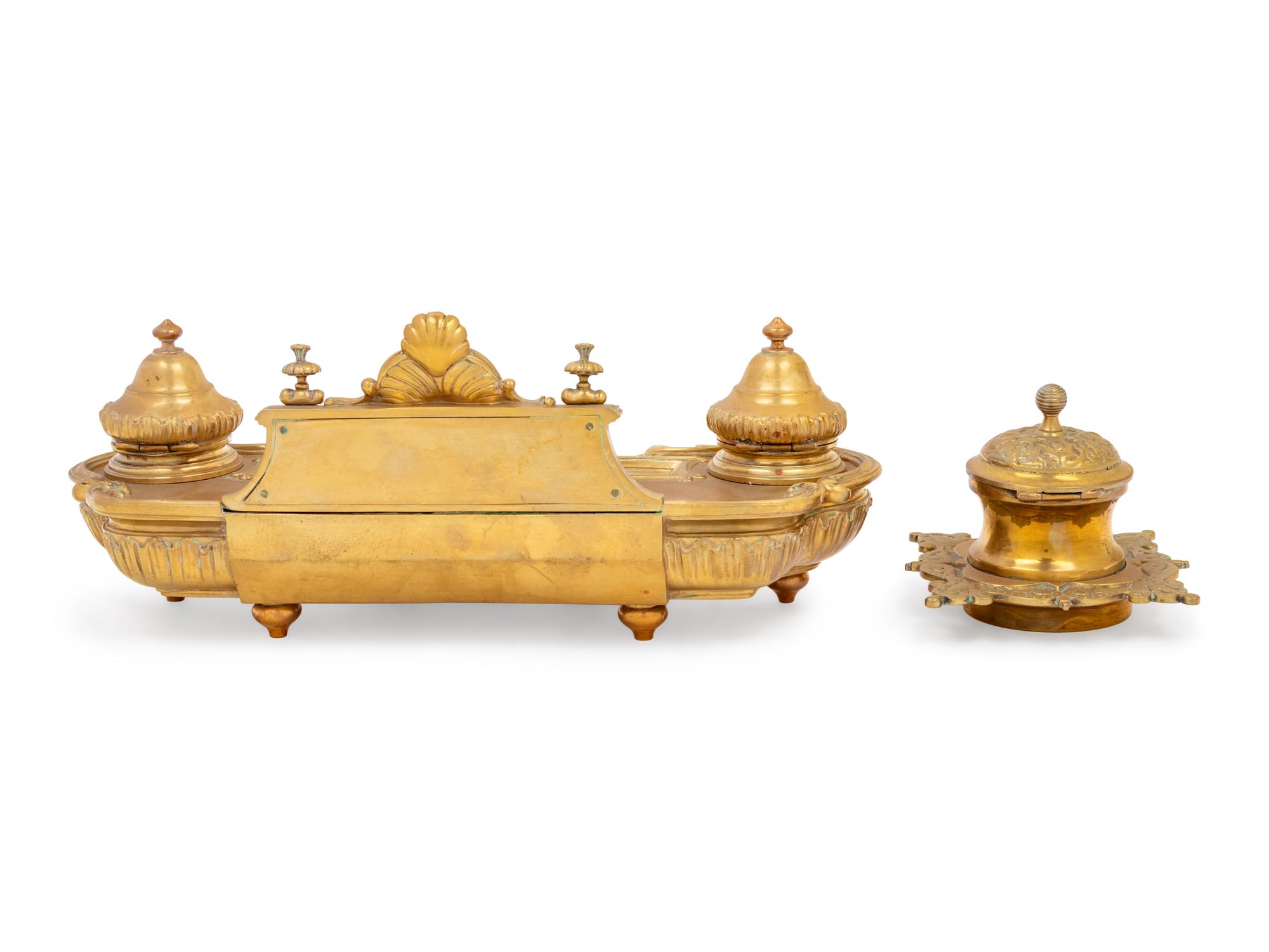 A French Gilt Bronze Inkstand