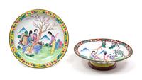 A Pair of Chinese Enameled Metal Tazzas Diameter 7 1/4 inches. — 19THE CENTURY