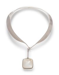 A Sterling Silver Collar Necklace and Two Rutilated Quartz Pendants, Vivianna Torun Bulow-Hube for Georg Jensen,