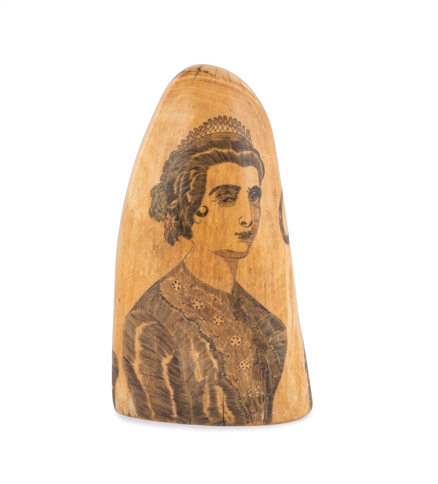 A Scrimshaw Tooth Depicting Hercules and the Cretan Bull