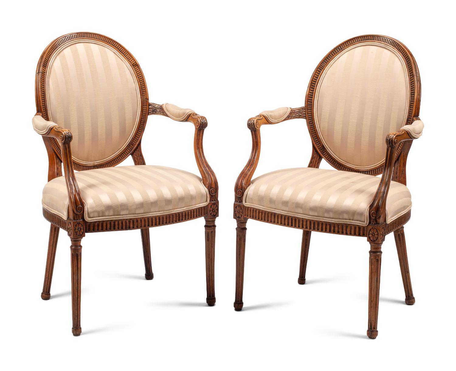 A Pair of George III Fruitwood Armchairs