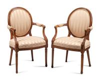 A Pair of George III Fruitwood Armchairs