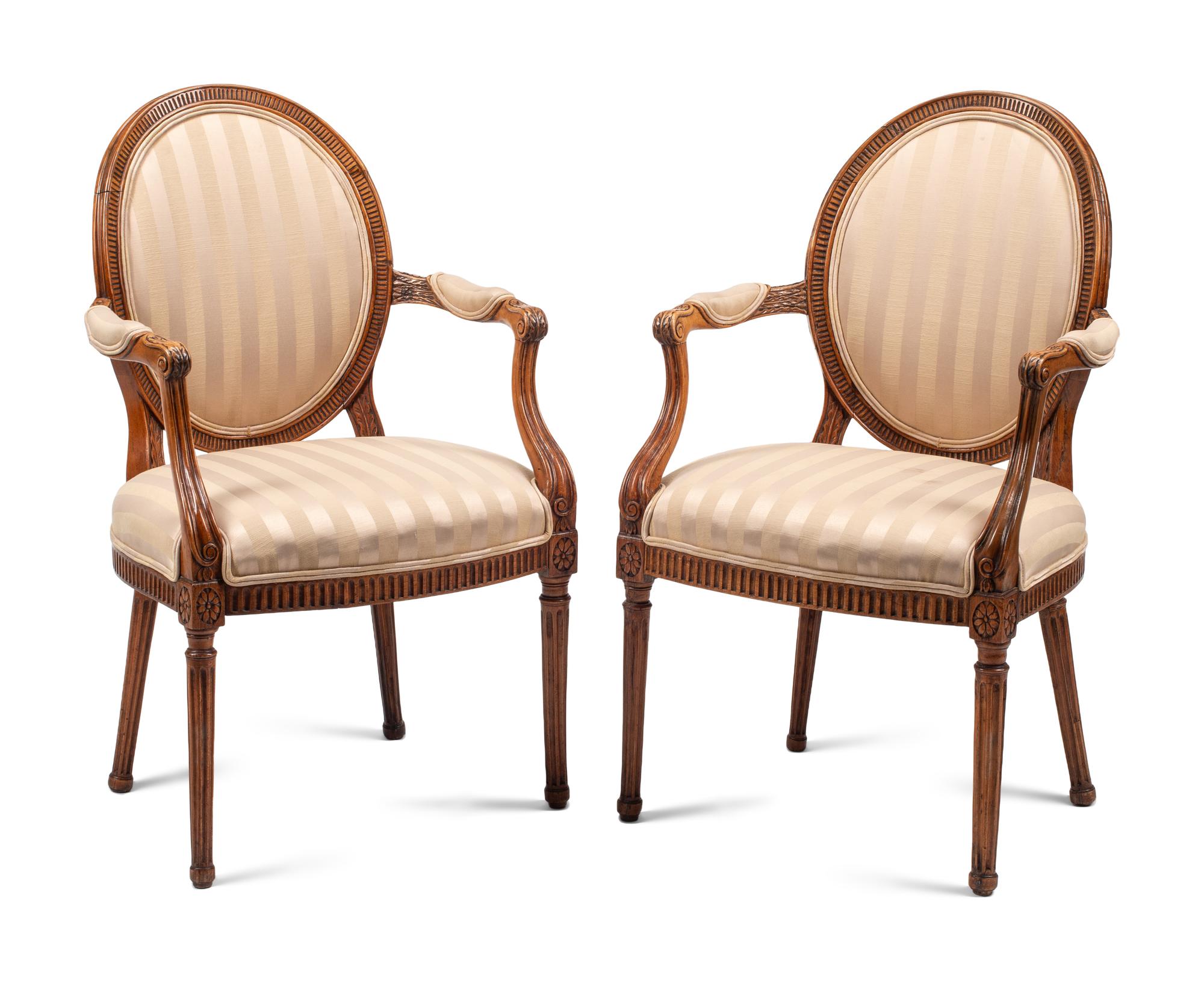 A Pair of George III Fruitwood Armchairs