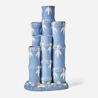 An Exceptional Wedgwood Solid Blue Jasperware Six-Tube Bamboo-Form Vase UK, late 18th century
