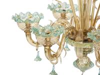 Three Murano Style Six-Light Glass Chandeliers