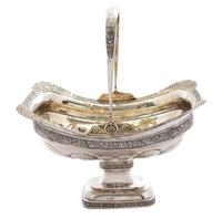 A Russian Silver Footed Basket with Handle