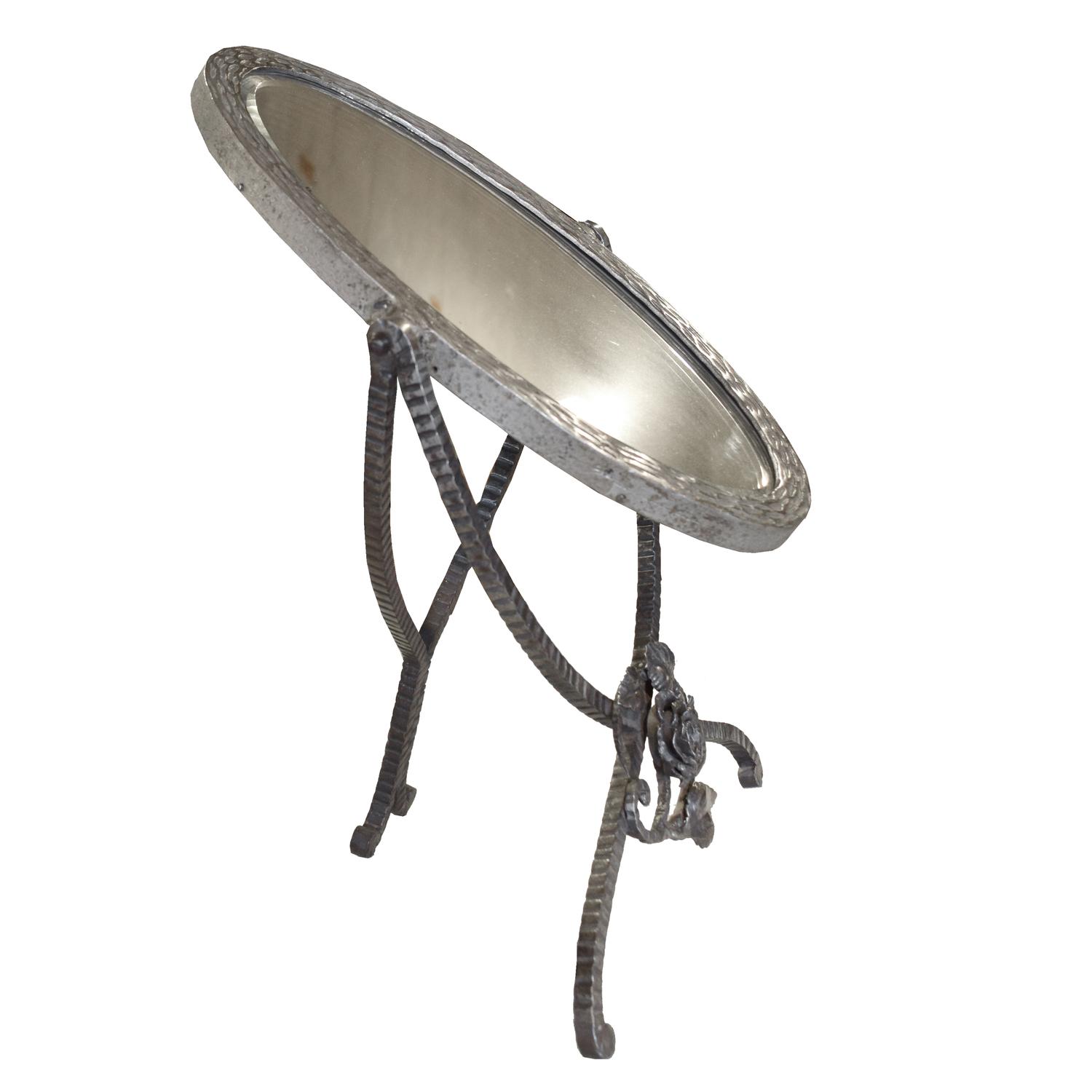 A Fer Forge Vanity Mirror 11.25" W x 7.5" D x 19" H — France, Circa 1920