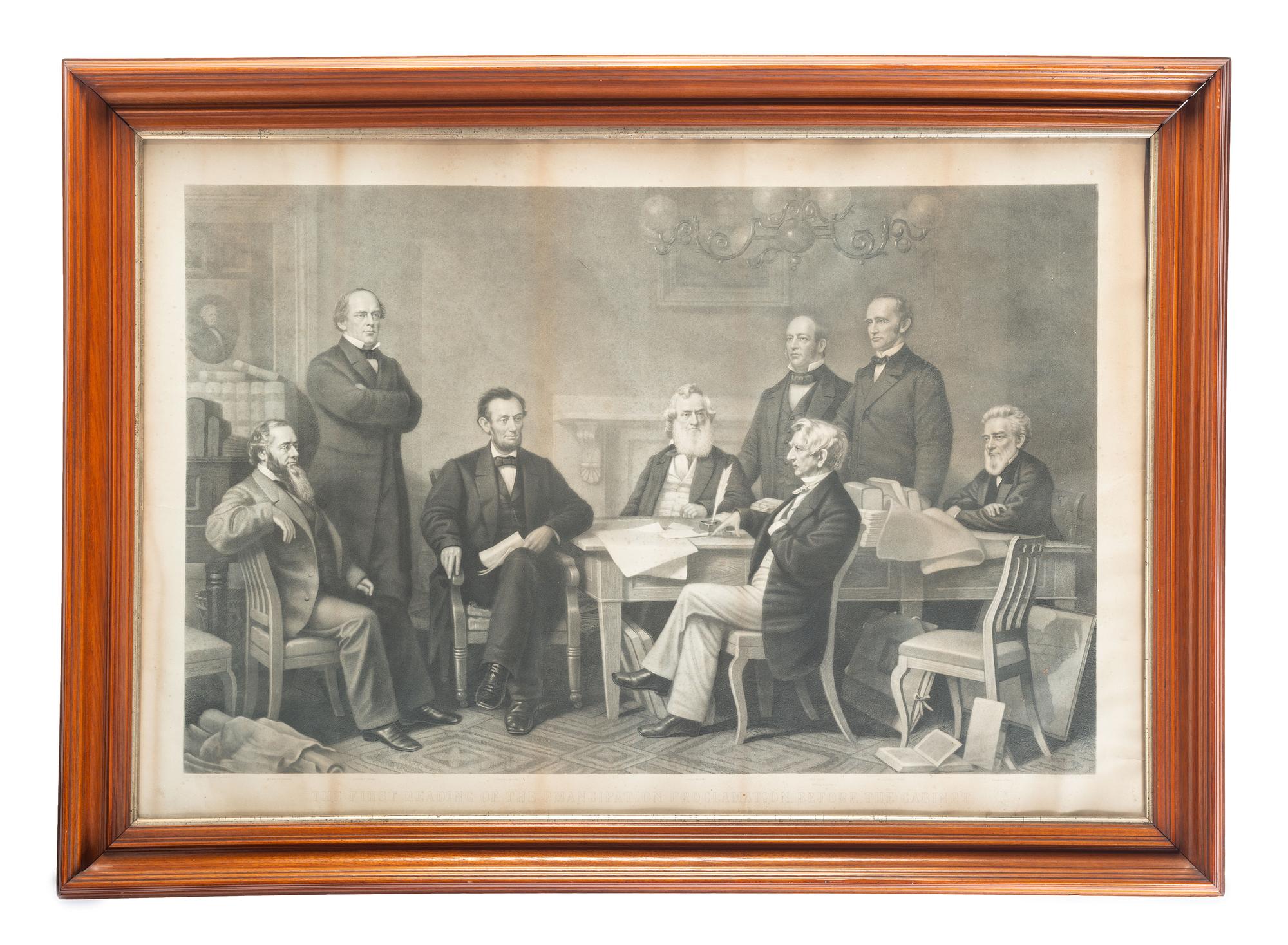 [SLAVERY & ABOLITION]. Alexander Hay RITCHIE (1822, 1895), engraver. after Francis Bicknell CARPENTER (1830-1900), artist. First Reading of the Emancipation Proclamation .