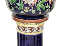 An English Majolica Jardinière and Pedestal