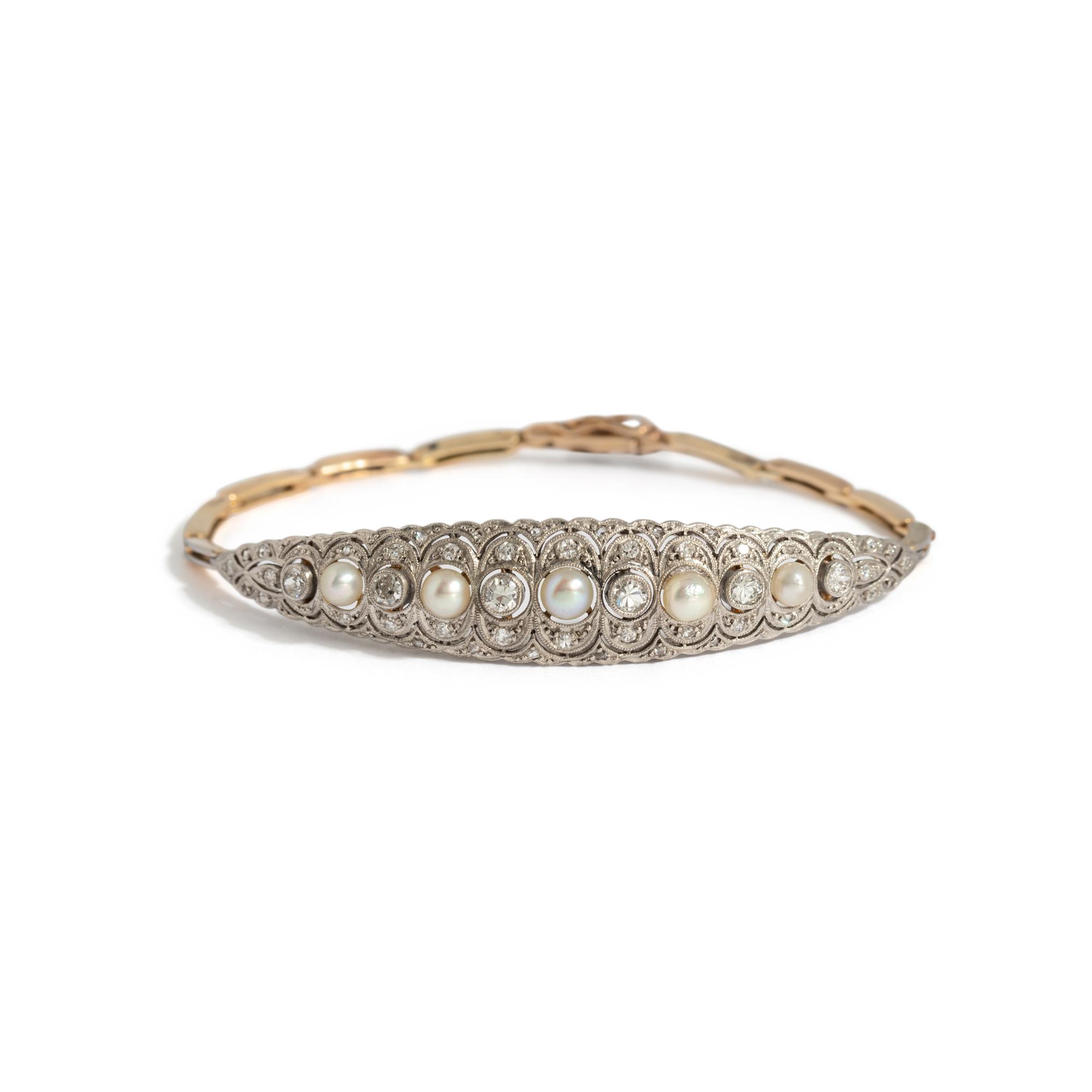 EDWARDIAN, DIAMOND AND PEARL BRACELET