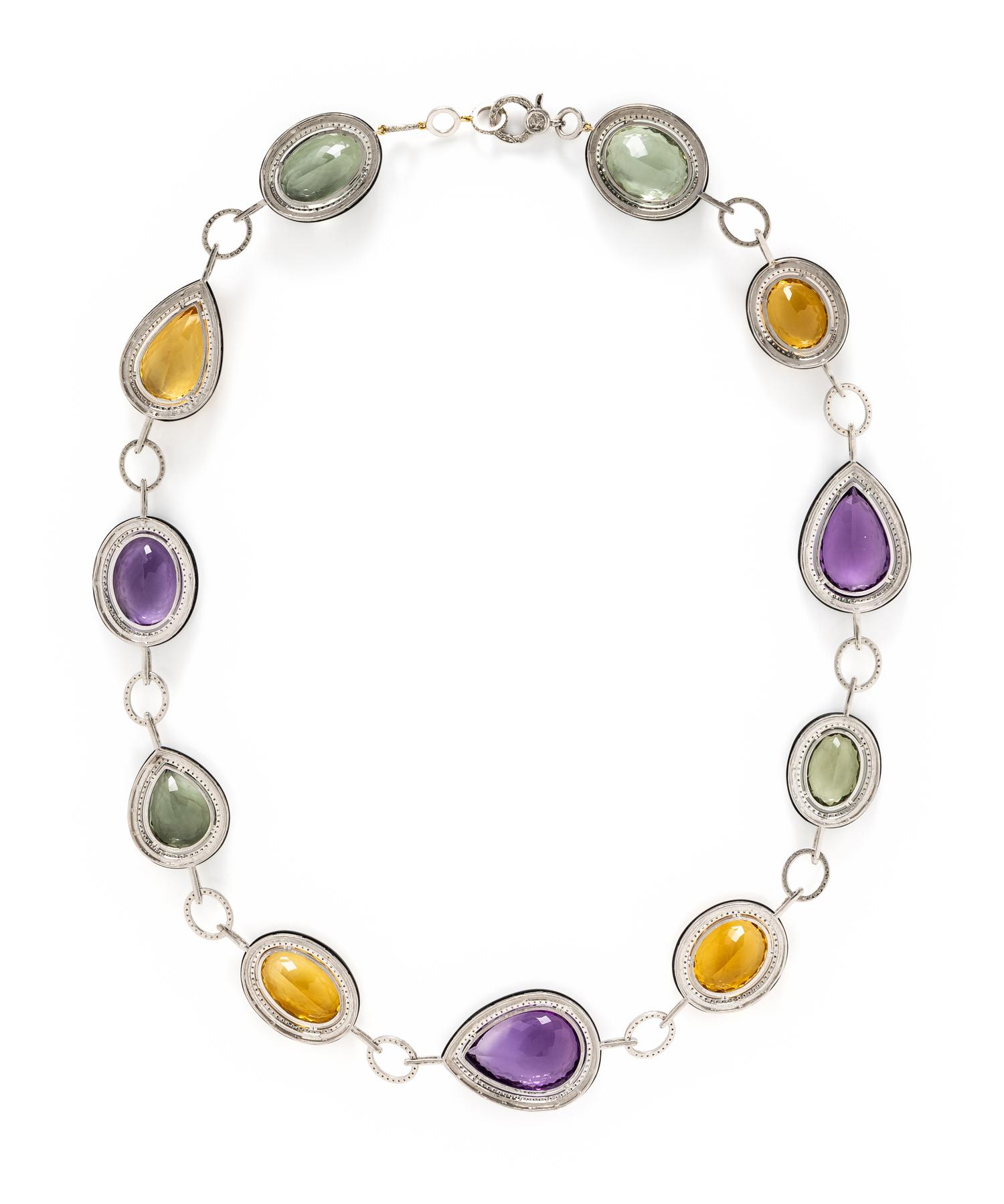 MULTIGEM AND DIAMOND NECKLACE