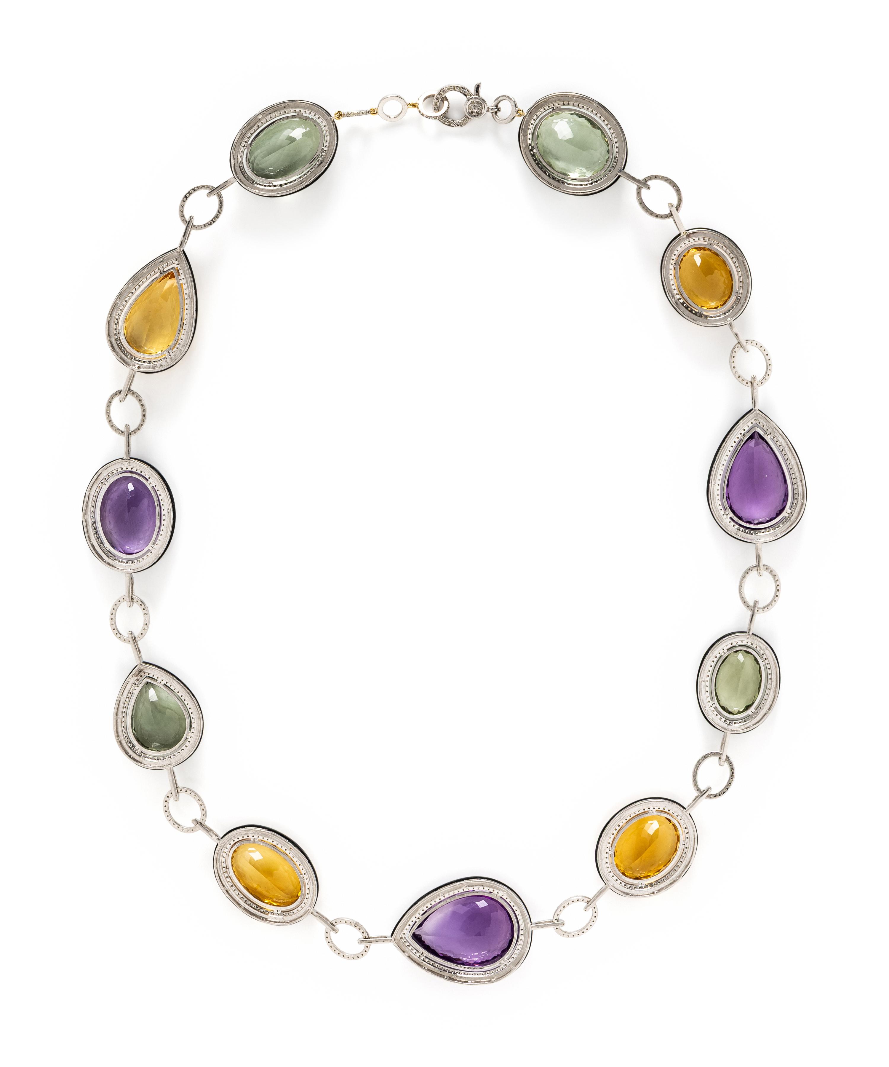 MULTIGEM AND DIAMOND NECKLACE