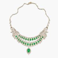A Platinum, Emerald, and Diamond Necklace