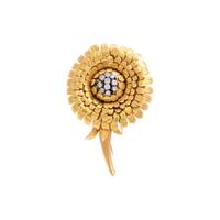 TIFFANY & CO., FRANCE, YELLOW GOLD AND DIAMOND FLOWER BROOCH