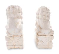 A Pair of Chinese Carved Marble Buddhistic Lions