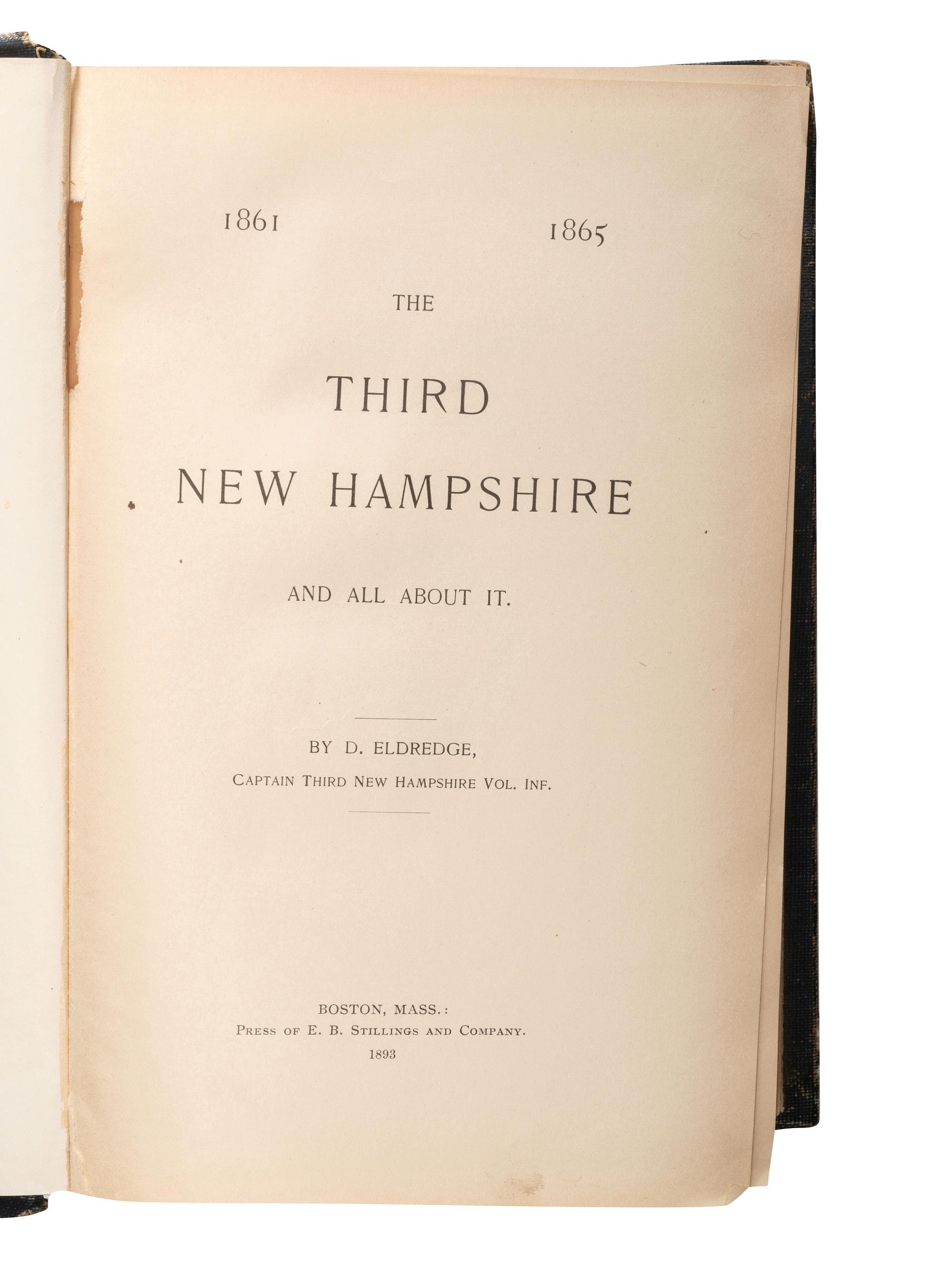 [CIVIL WAR - NEW ENGLAND]. A group of regimental histories and soldiers' memoirs from Connecticut, New Hampshire, and Rhode Island, comprising: