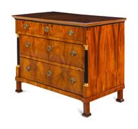 A Biedermeier Parcel Ebonized Walnut Commode