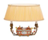A French Porcelain Encrier Mounted as a Lamp