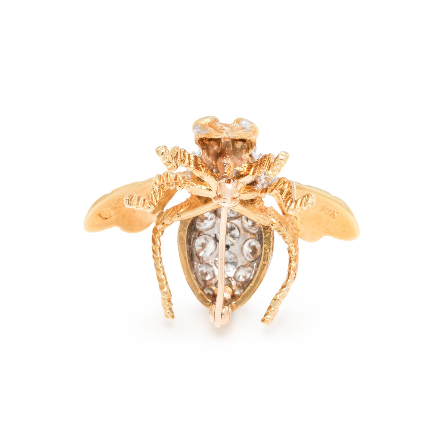 HERBERT ROSENTHAL, BICOLOR GOLD AND DIAMOND BEE BROOCH