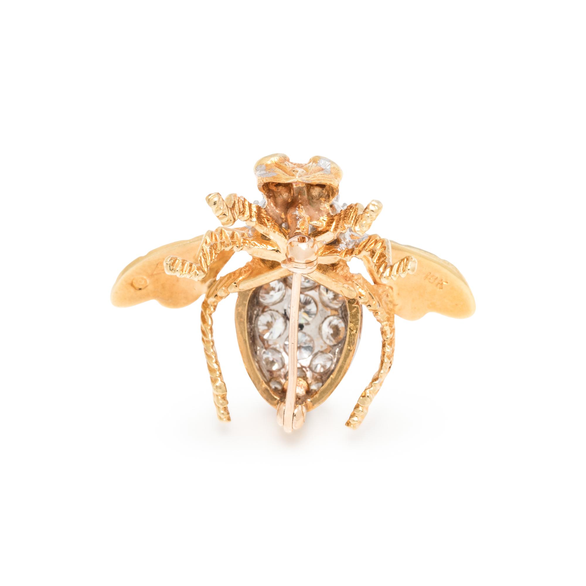 HERBERT ROSENTHAL, BICOLOR GOLD AND DIAMOND BEE BROOCH