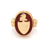 YELLOW GOLD AND HARDSTONE HERALDIC RING