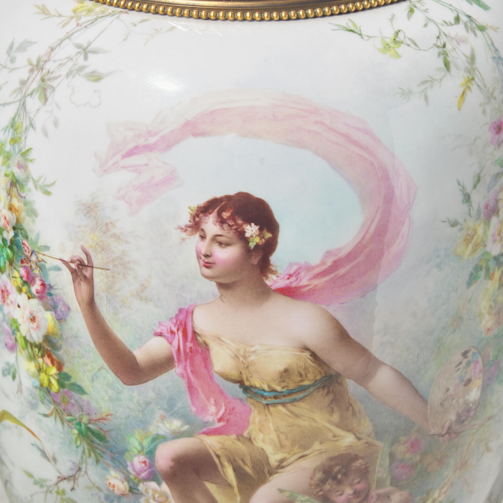 A Large Sévres White-Ground Porcelain and Gilt Bronze Mounted Urn
